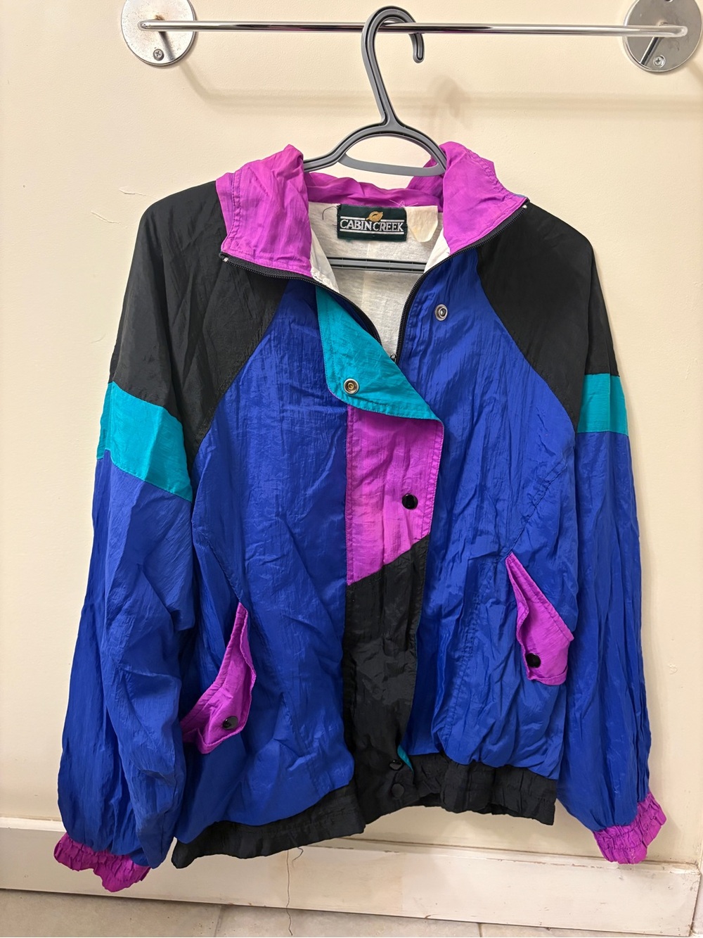 Cabin Creek Blue, Purple & Teal Colorblock Windbreaker Jacket